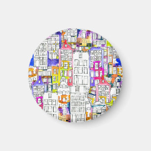Imán Casas de Amsterdam: Patrón Seamless de acuarela