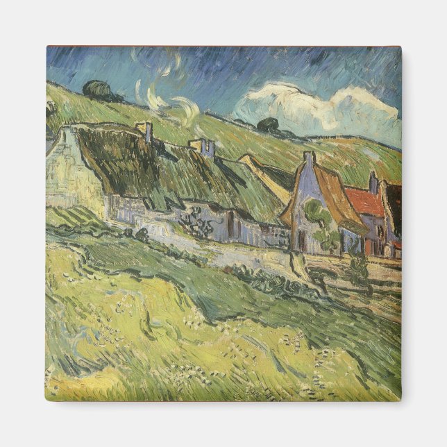 Imán Casas de campo con paja de Vincent van Gogh (Frente)