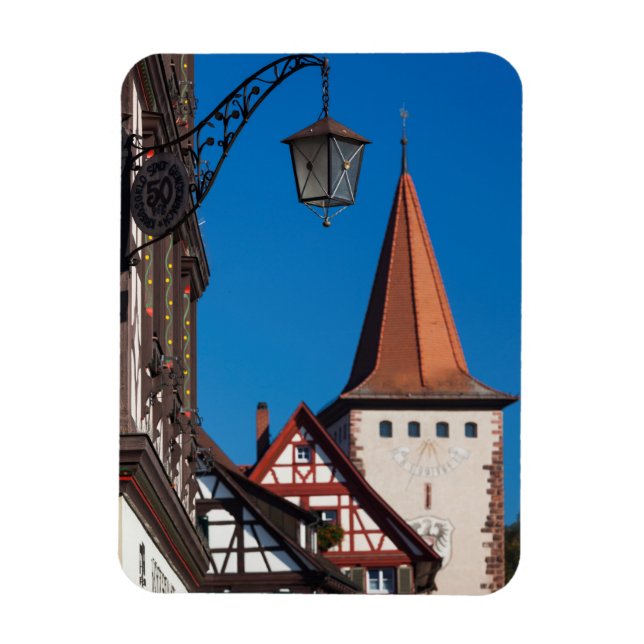 Imán Casas de media madera en la ciudad (Vertical)