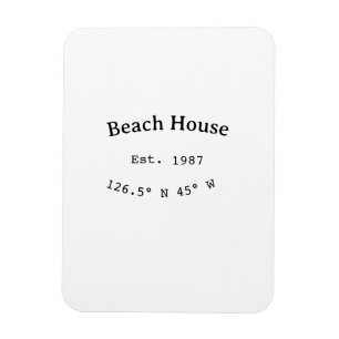Imán Casas de playa. Fecha año personalizado coordenada