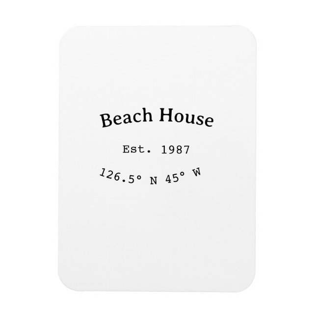 Imán Casas de playa. Fecha año personalizado coordenada (Vertical)