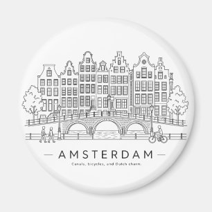 Imán Casas del Canal de Ámsterdam Ilustración de Viaje