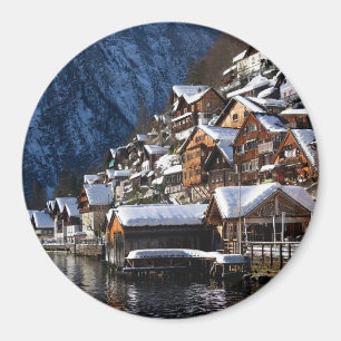 Imán Casas junto al lago de madera en Hallstatt, Austri