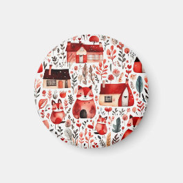 Imán Casas rojas y casas adorables Hoja de papel