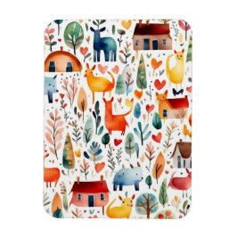 Imán Casas rojas y casas adorables Hoja de papel