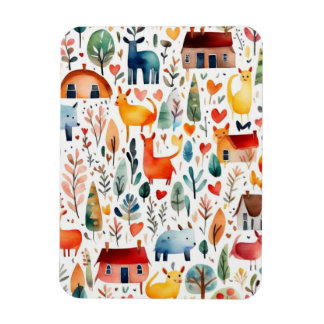 Imán Casas rojas y casas adorables Hoja de papel