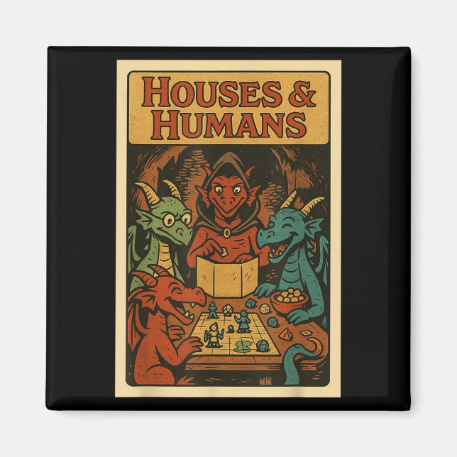 Imán Casas Y Humanos Divertidos Rpg Gamer Nerd Gaming H (Frente)