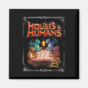 Imán Casas Y Humanos Vintage Retro 90s Divertido Jugado