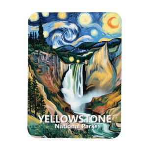 Imán Cascada inferior de Yellowstone Noche estrellada d