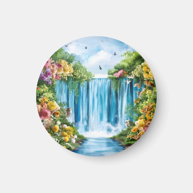 Imán Cascada pintada a la acuarela (Frente)