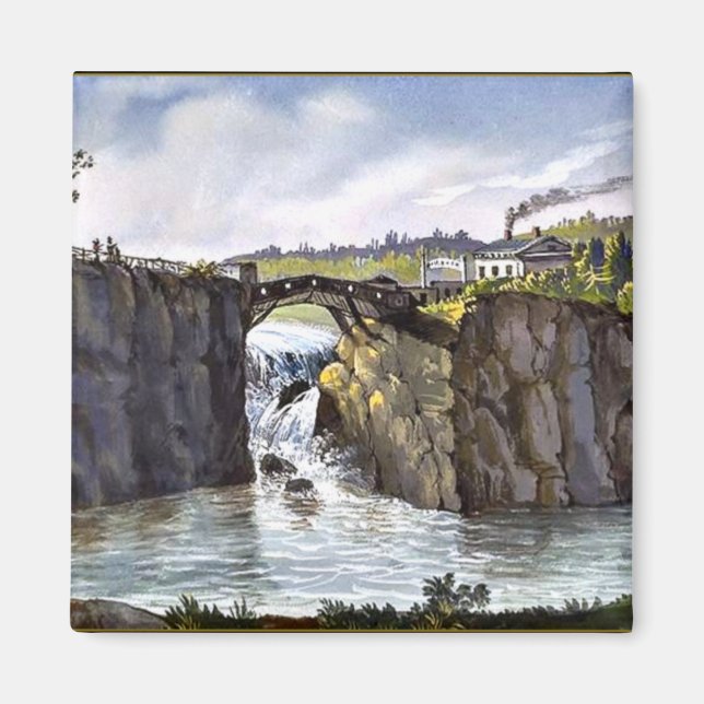 Imán Cascadas Passaic en Nueva Jersey, pintura de arte  (Frente)