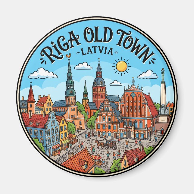 Imán Casco Antiguo de Riga Letonia (Frente)
