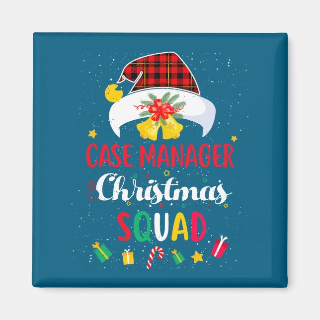 Imán Case Manager Christmas Squad Santa Hat Matching Pr (Frente)