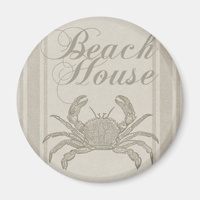 Imán Caseta de playa Crab Vintage costero (Frente)