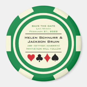 Imán Casino de Chip de Póquer Verde y Blanco Salva la 