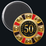 Imán Casino de Vegas Chip 50 cumpleaños | negro dorado<br><div class="desc">Un fantástico rojo,  oro y negro Casino de cumpleaños de Las Vegas Chip mantiene el imán de favores. Utilice el botón IT del PERSONALIZAR para agregar su propio texto.</div>