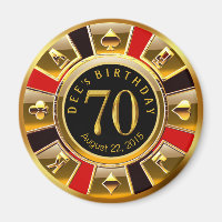 Casino de Vegas Chip 70 cumpleaños | negro dorado 