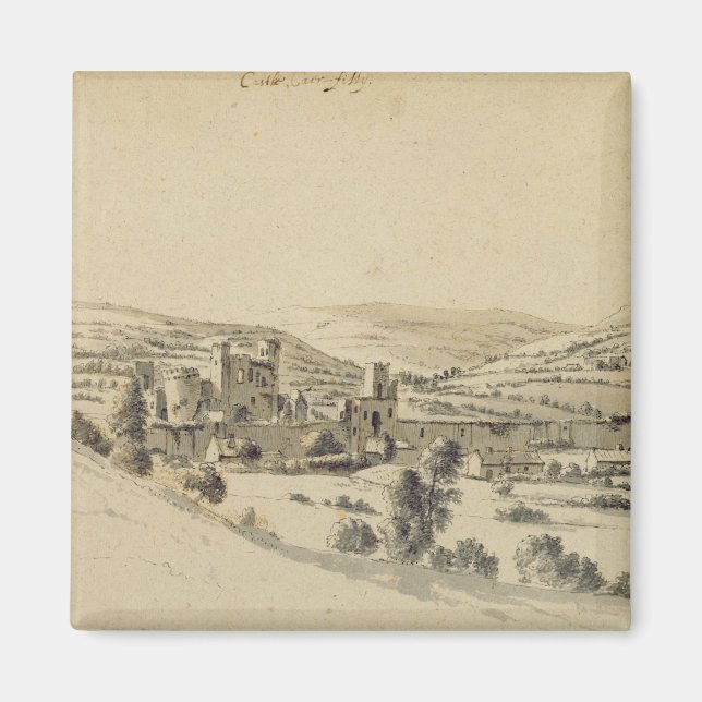 Imán Castillo de Caerphilly (pluma, tinta y lavado en p (Frente)