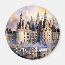 Castillo de Chambord Loira Francia Acuarela Castil