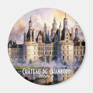Imán Castillo de Chambord Loira Francia Acuarela Castil