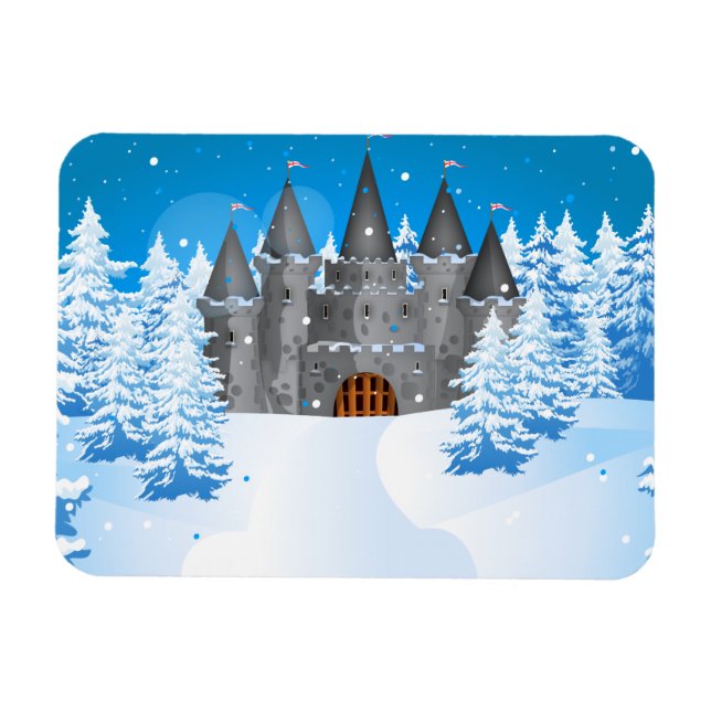 Imán castillo de cuento de hadas de invierno (Horizontal)