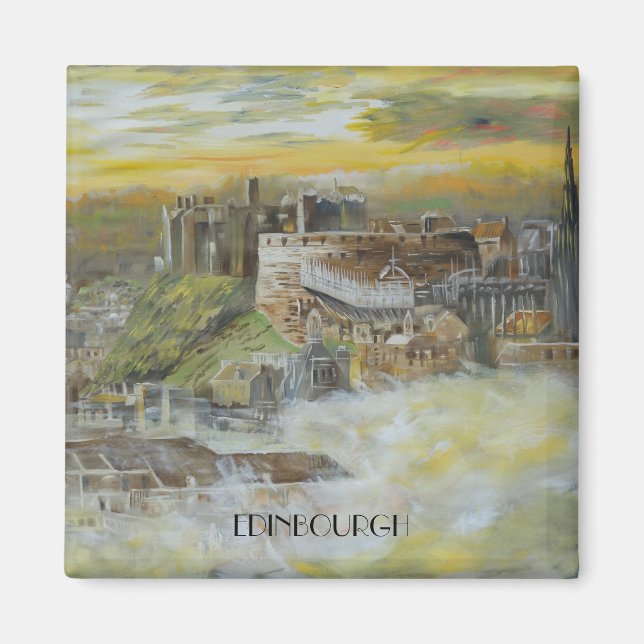 Imán Castillo de Edinbourgh ocher beige pintura Escocia (Frente)