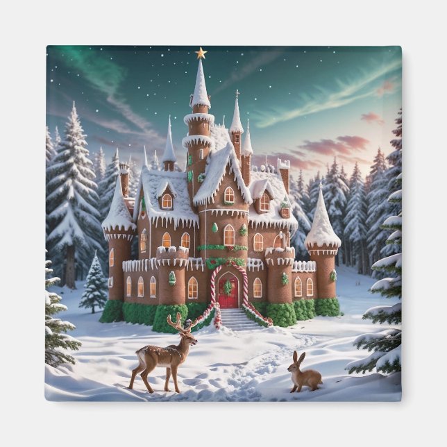 Imán Castillo de Gingerbread del Bosque de los Navidade (Frente)