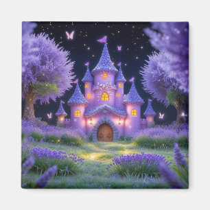 Imán Castillo de hadas del bosque de lavanda oculto