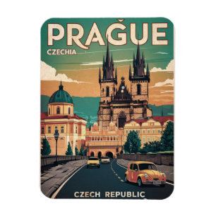 Imán castillo vintage viaje prague república checa rega