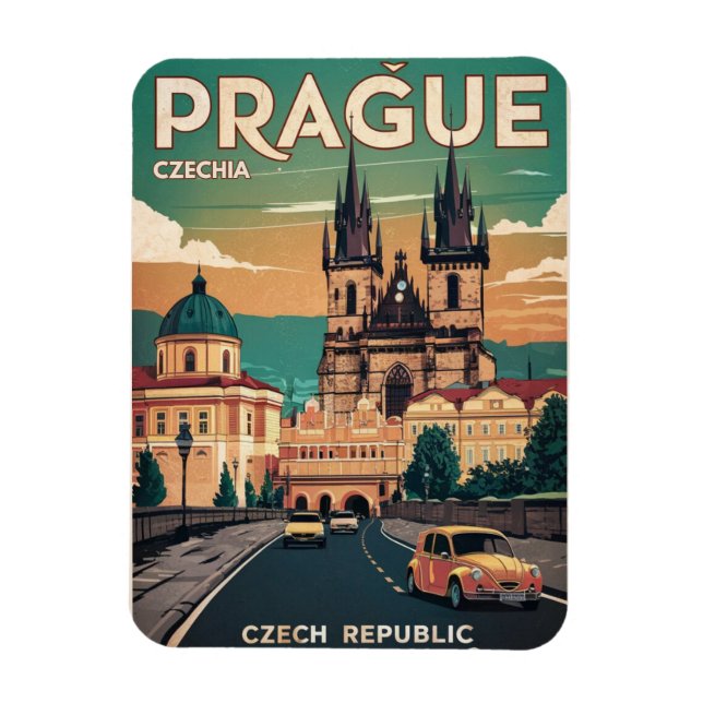 Imán castillo vintage viaje prague república checa rega (Vertical)