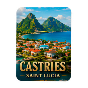 Imán Castries Santa Lucía Caribe Souvenir de Viaje