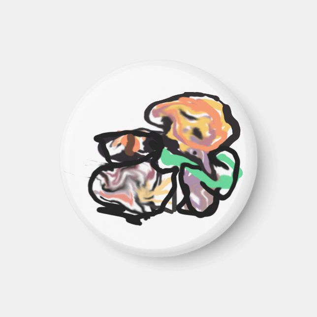 Imán Cat and flowers  fun (Frente)