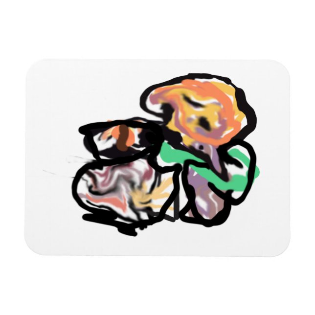 Imán Cat and flowers  fun (Horizontal)