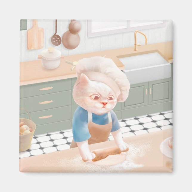 Imán Cat Baker Baby - Acogedor Kneading (Frente)