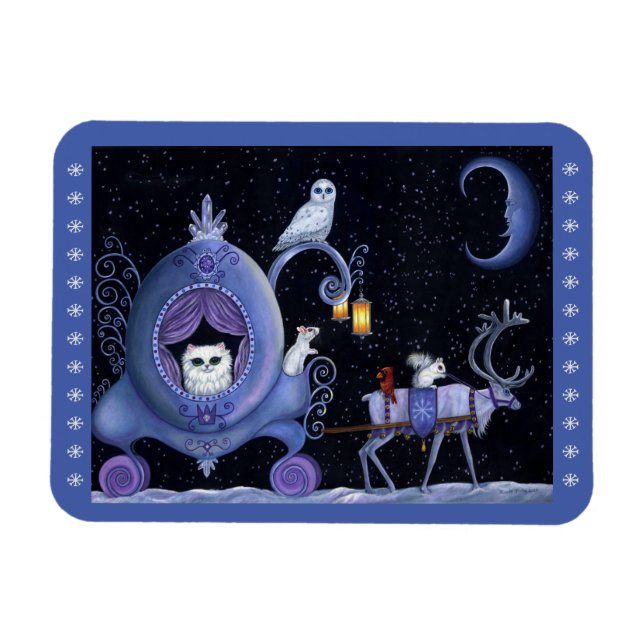 Imán Cat Blue Carrie Winowy Owl White Deer Cute (Horizontal)