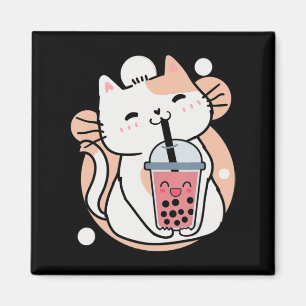 Imán Cat Boba Tea Bubble Tea Anime Kawaii Neko Milktea