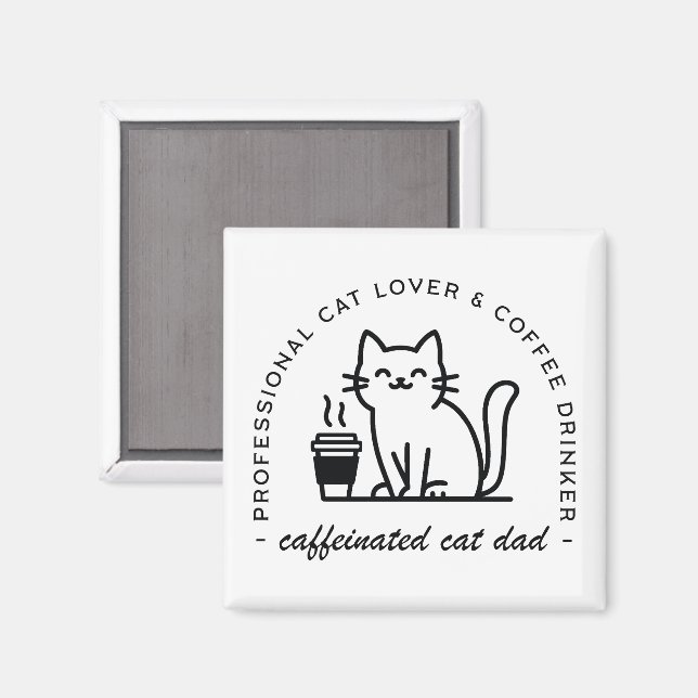 Imán Cat dad and coffee lovers hipster (Anverso/Reverso)
