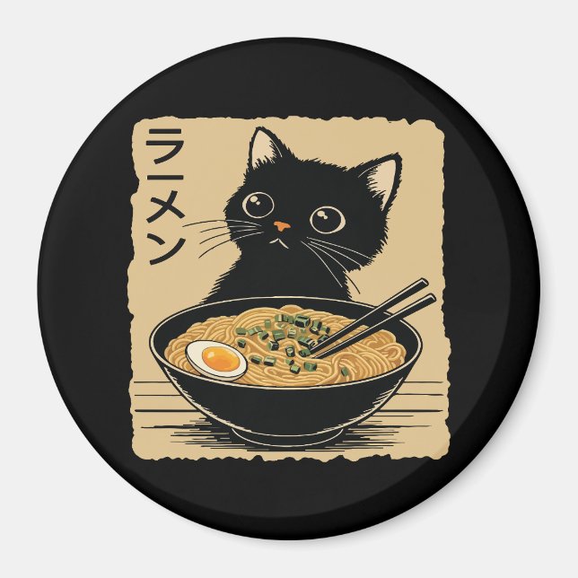 Imán Cat eating ramen  (Frente)