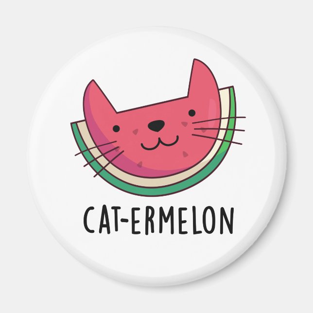 Imán Cat-ermelon Funny Cat Watermelon Pun (Frente)