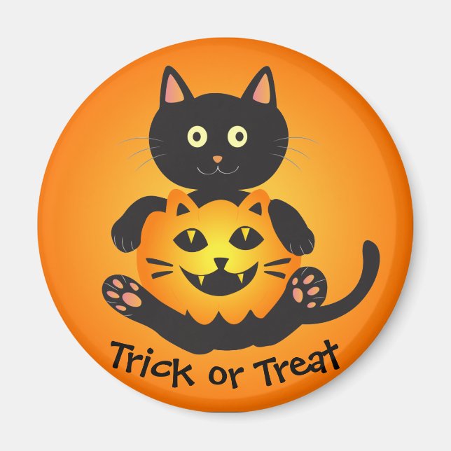 Imán Cat Holding Jack-o'-Lantern (Frente)