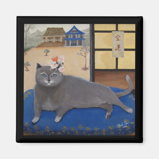 Imán Cat in Japan Painting (Frente)