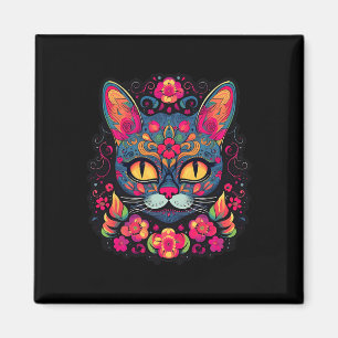 Imán Cat Kitty Kitten Paws Sugar Skull Calavera Hallowe