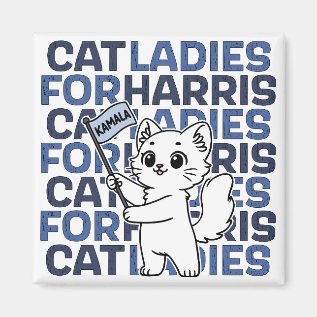 Imán Cat Ladies For Kamala Harris for President 2024 (Frente)