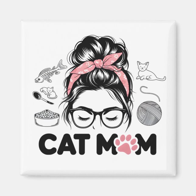 Imán "Cat Mom" Funny Cute Cat Lover Women (Frente)