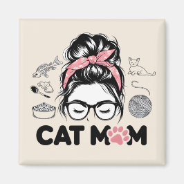 Imán "Cat Mom" Funny Cute Cat Lover Women
