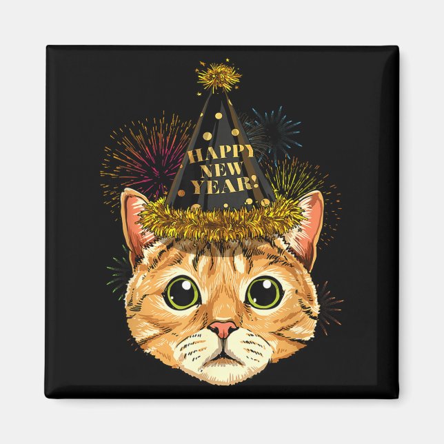 Imán Cat New Year Shirt 2024 Happy New Years Eve Nye Fi (Frente)