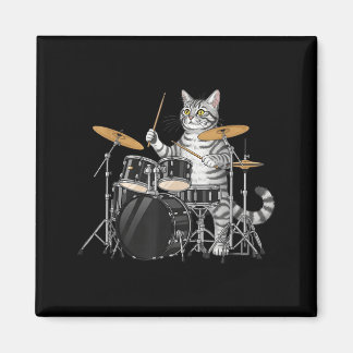 Imán Cat Playing Drums Drumset Drumkit Drumming Drum Dr