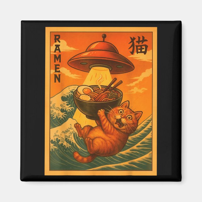 Imán Cat Ramen Ufo Funny Japanese Anime Men Women Teens (Frente)