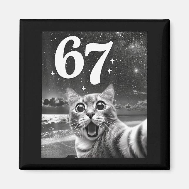 Imán Cat Selfie With 67 Meme Funny Cats Graphic For Men (Frente)