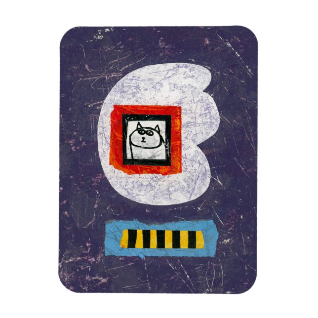 Imán Cat Sits Para El Refrigerador De Fotografías De An (Vertical)